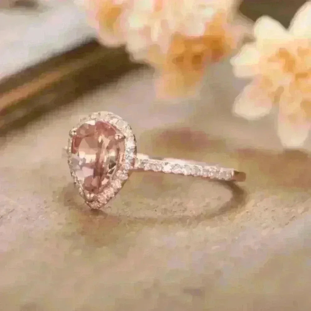 New Rose Gold Pear Shape Ring - Picture 2 of 6